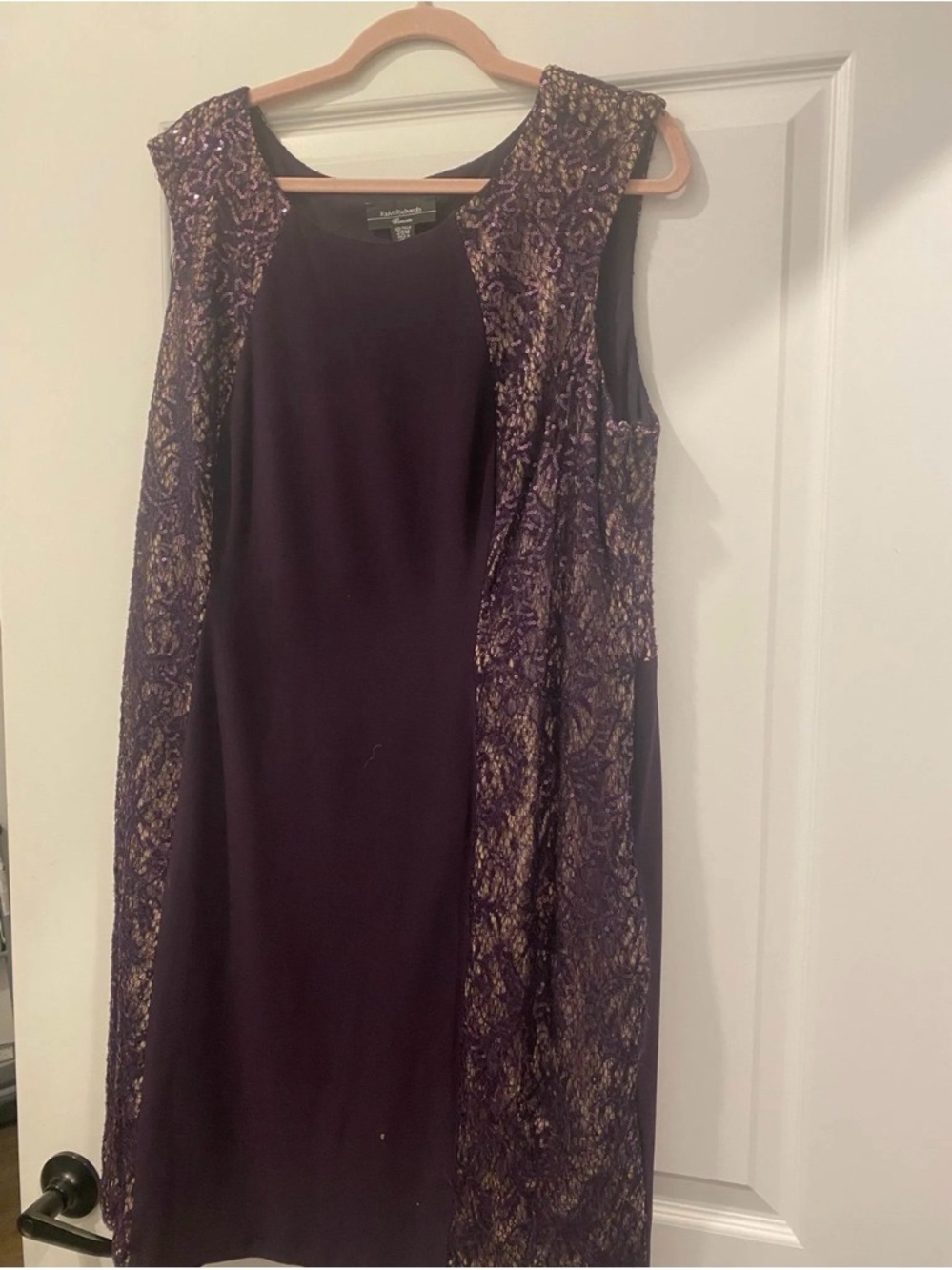 R&M Richards Purple Lace-Trim Midi Dress